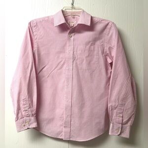 Cat & Jack Pink Micro-Check Dress Shirt Boys Size L (10-12)